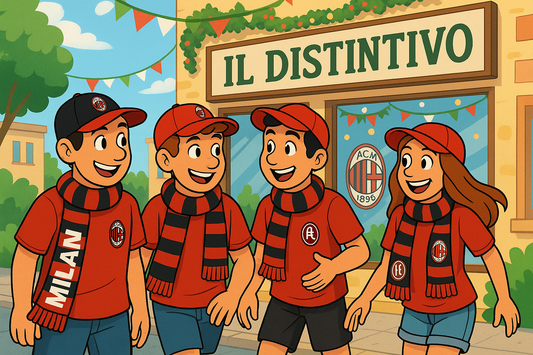 Dove trovare magliette da calcio, bandiere e trombette per tifare Bologna o Milan nella finale di Coppa Italia? A Pesaro, da Il Distintivo!