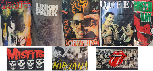 Lotto 9 bandiere Rock per allestimento cameretta / pub / birreria / festa