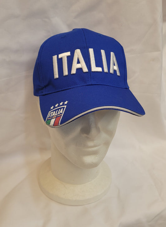 Cappello azzurro FIGC con visiera Italia
