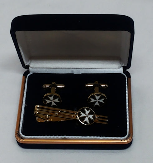 Set gemelli + fermacravatta Malta nero