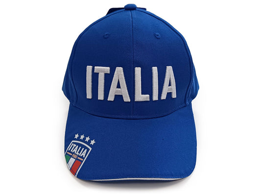 Cappello azzurro FIGC con visiera Italia