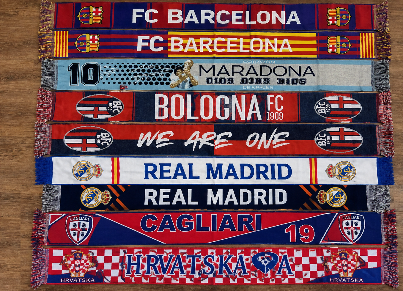 Kit sciarpe Real Madrid Barcellona Napoli Cagliari Croazia